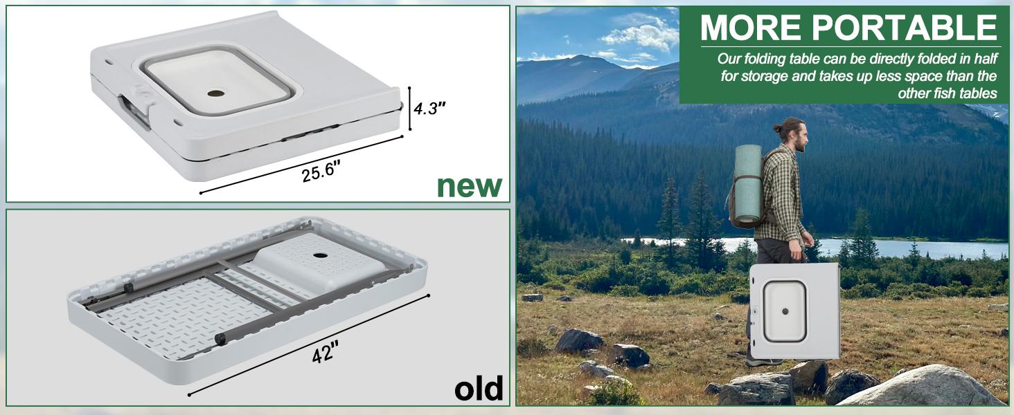 AHB 50" Folding Cleaning Table with Foldable Sink, Larger Desktop, Compact Folding Volume, Cleaning Kit, Hose Hookup - Lightweight Outdoor, Portable Multi-Purpose, Compact Hidden, Easy-Carry, Outdoor Sports Tables for Camping, Fishing, Lightweight Outdoor