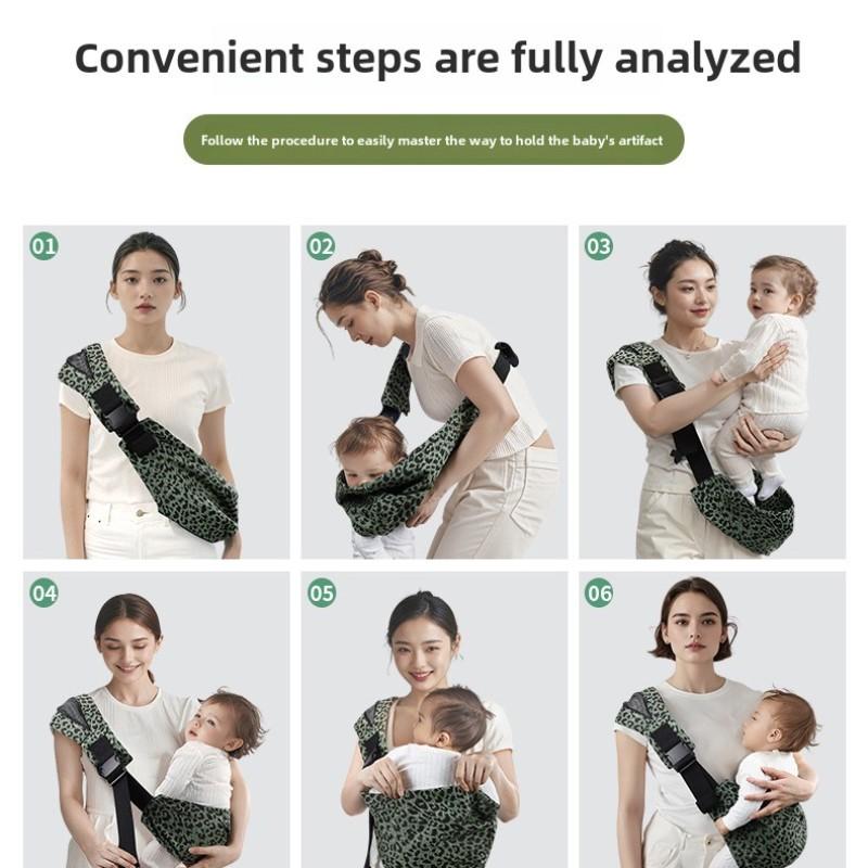 Baby Carrier Slung, Portable Lightweight Anti-Slip Bottom Seat, Leopard Print Design, Unisex Infant & Toddler Wear, Travel, 10-30 Lbs Capacity
