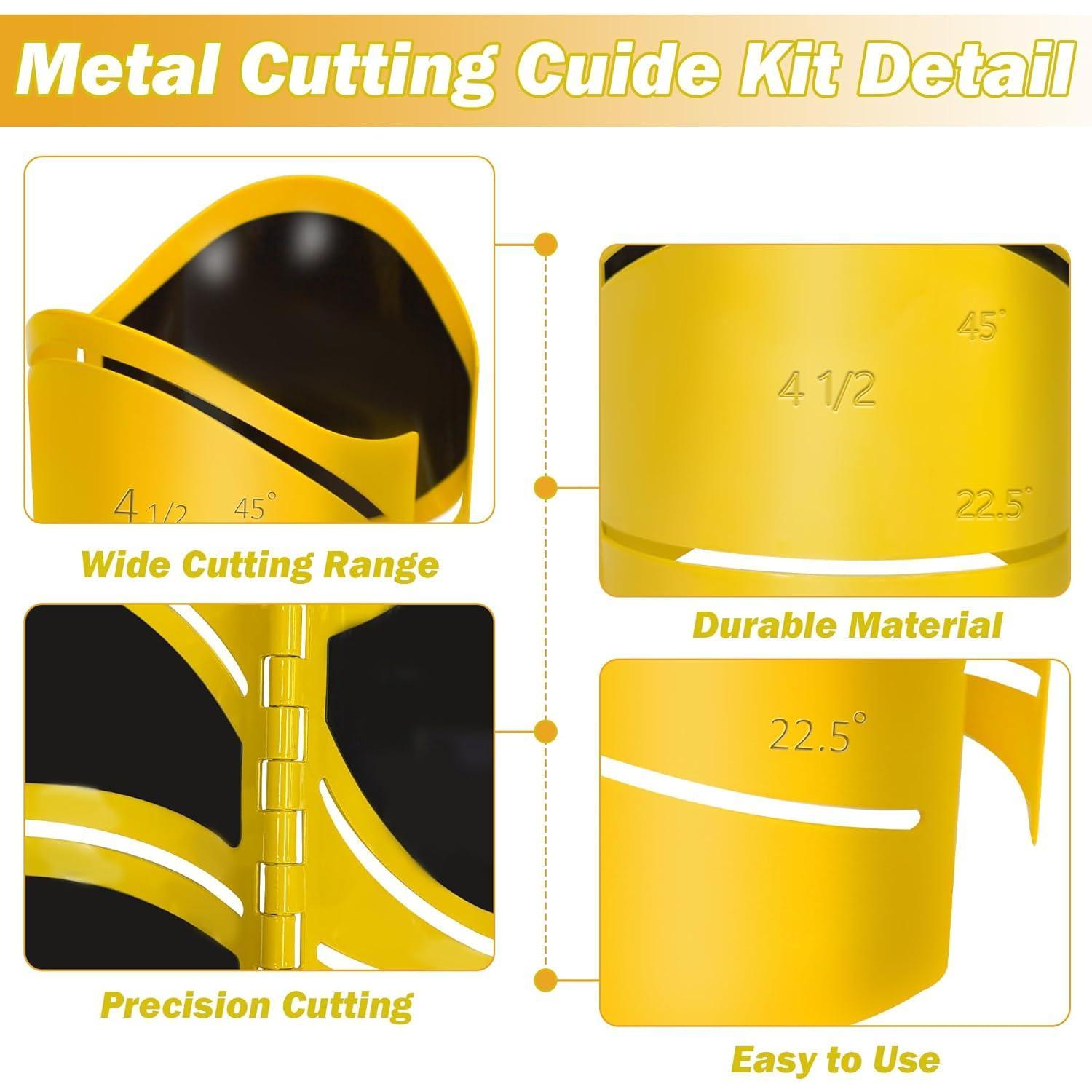 Metal  Guide Kit 4-1/2 inch Pro Pipe  Guide Cuts at 45?, 90?, 22.5?and saddle cut, Cut Pipe Saddle Template  Guide