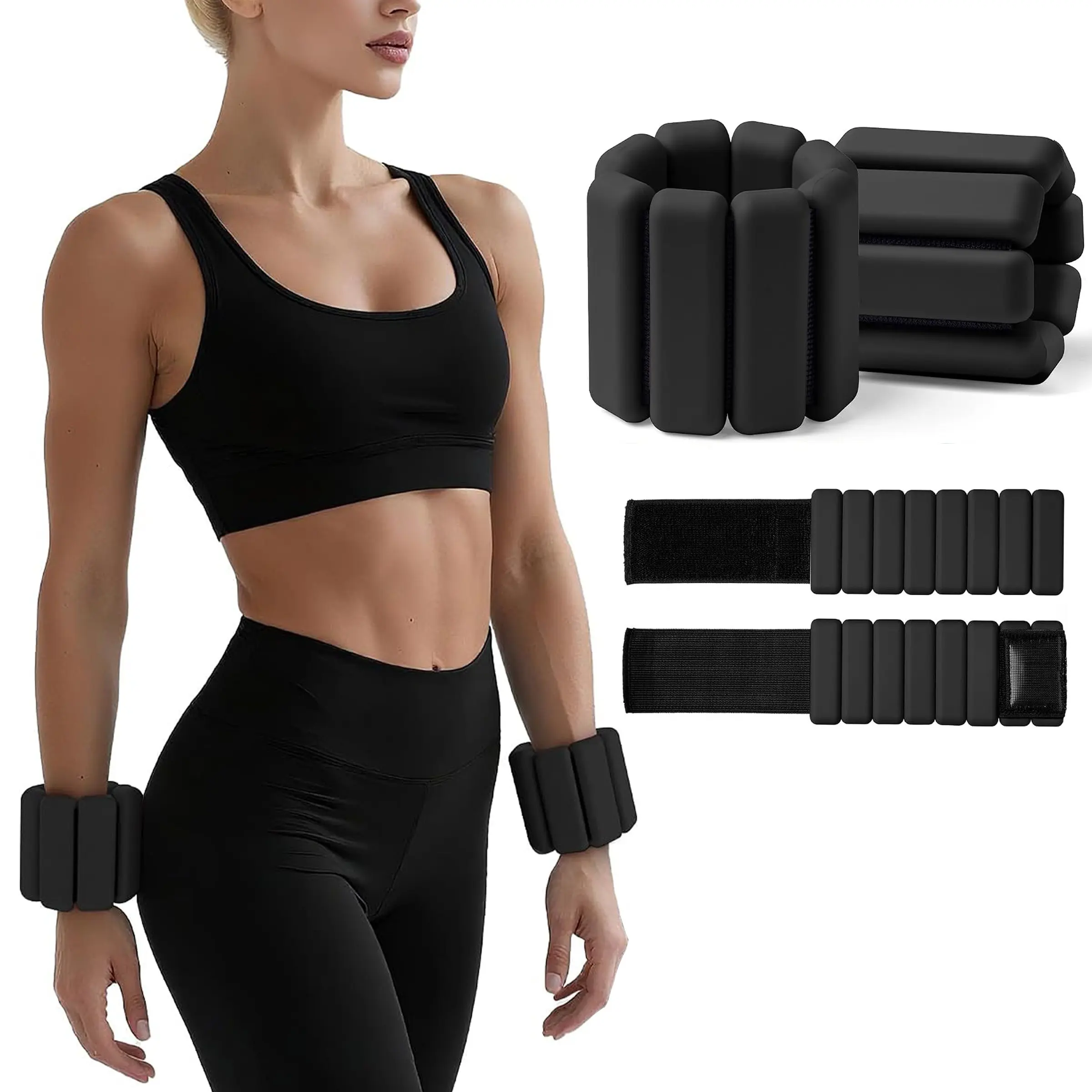 1 Pair (2pcs) Wrist Weights, Ankle Weights for Women and Men, Adjustable Wristband Weighted Bracelet for Home Gym Workout, Running, Yoga, Exercise, Strength Training