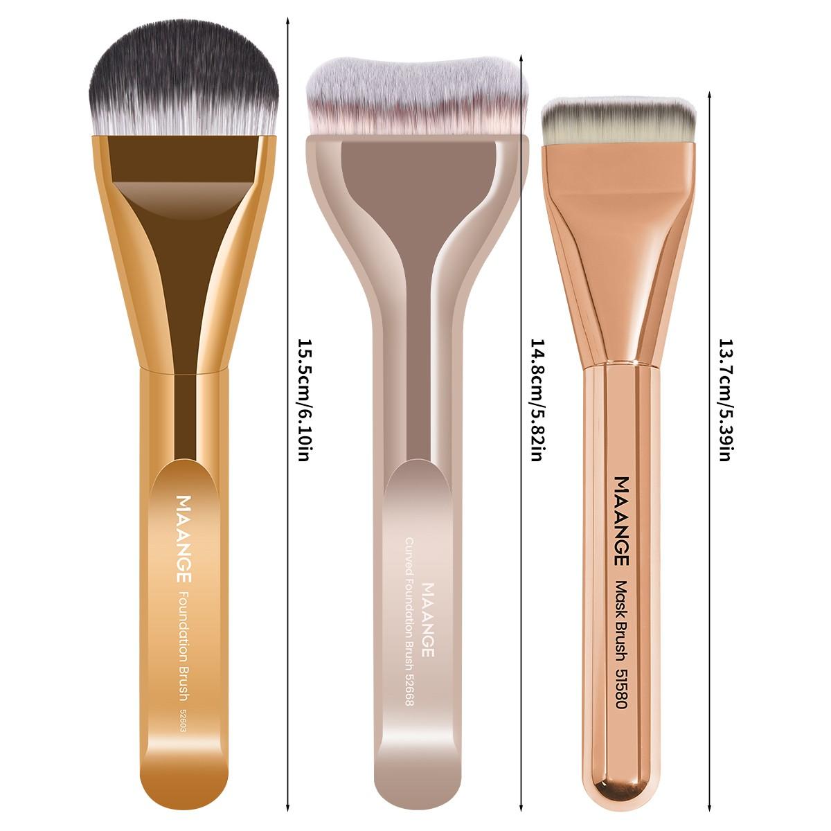 Maange 3-Piece Makeup Brush Set, Foundation Brushes, Professional Cosmetic Tools, Essential Beauty Kit for Flawless Application