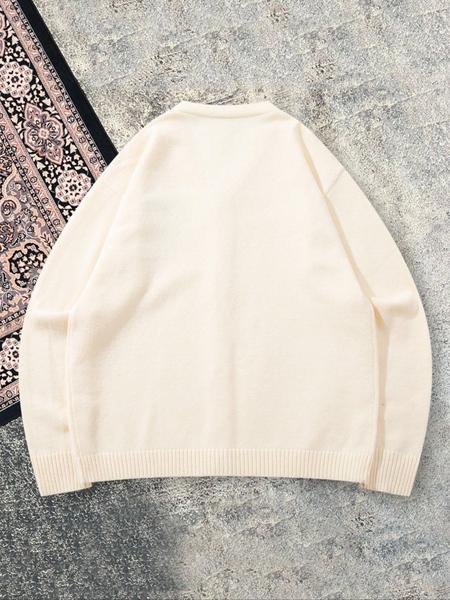 Men's Heart Pattern Knit Cardigan, Casual Loose-Fitting Long Sleeve Sweater, Lightweight Layering Piece for Fall & Winter