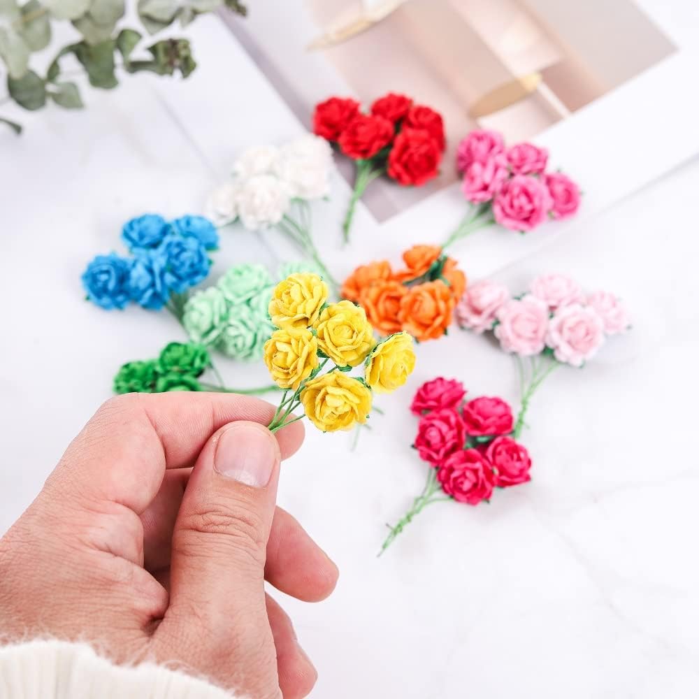 Mini Heart Petals Mulberry Paper Roses 18mm, 50 count Paper  for Crafts, Scrapbooking, Card Making, Wedding Decoration, DIY Floral Embellishments (10 Colors)