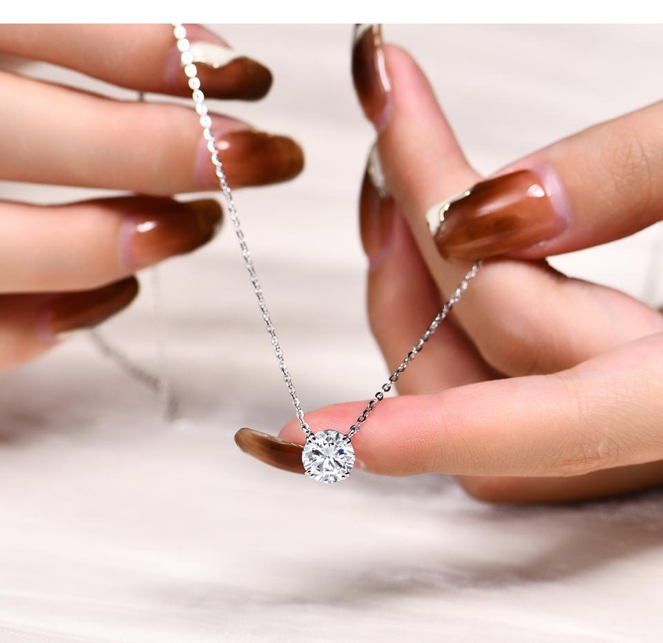 0.5~2CT Synthetic Moissanite Necklaces D Color VVS1 for Women Birthday Gift Engagement Wedding N009 SpringStatements