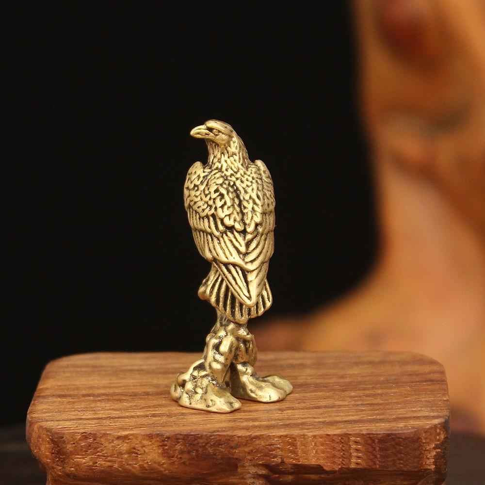 Brass Eagle Sculpture, Metal Mini Statue, Handmade Craftsmanship, Decorative 3D Desktop Ornament, Unique Creative Design