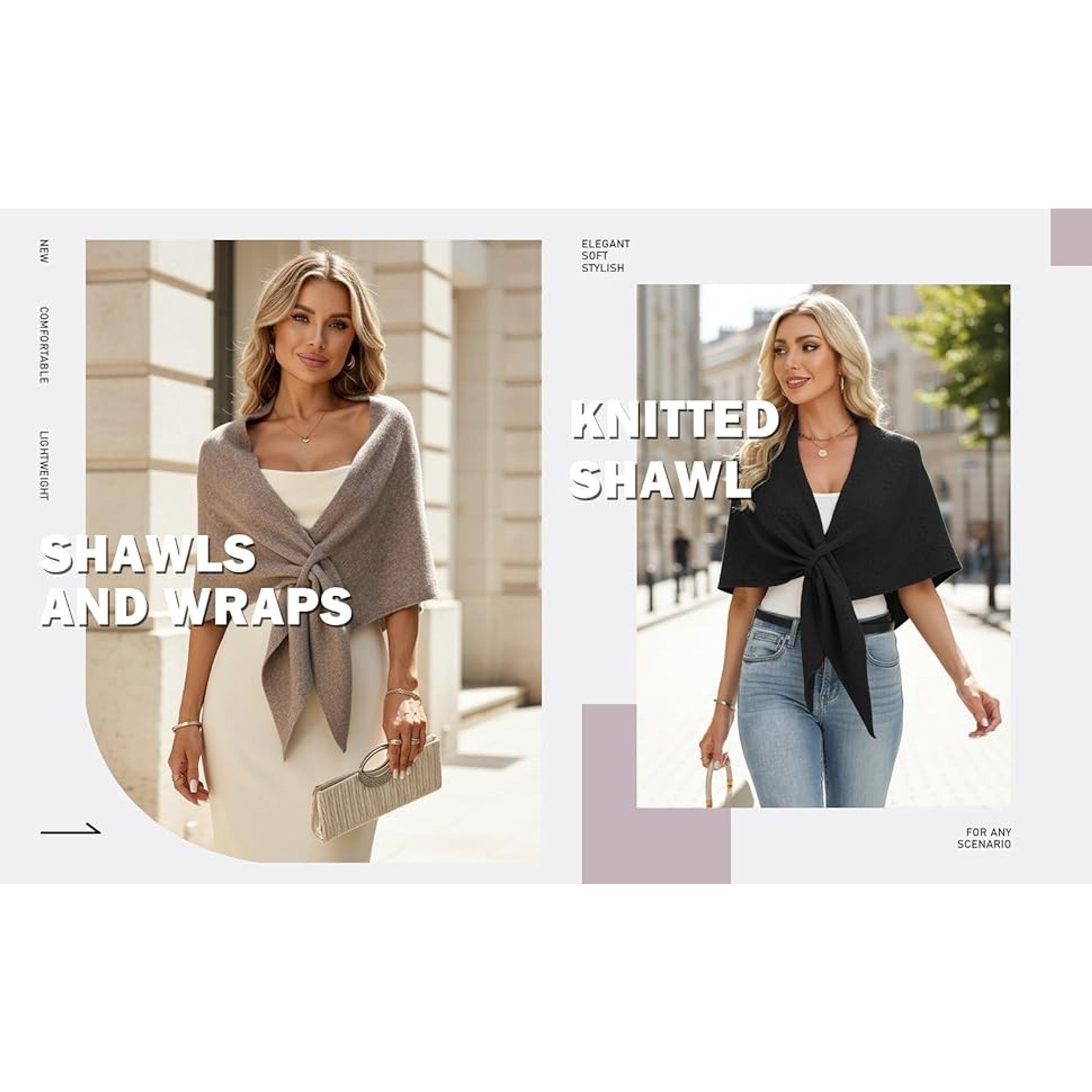 Shawl Wraps Women Pashmina Cardigan Triangle Cape Knit Shoulder Top Sweater Scarf for Fall Winter