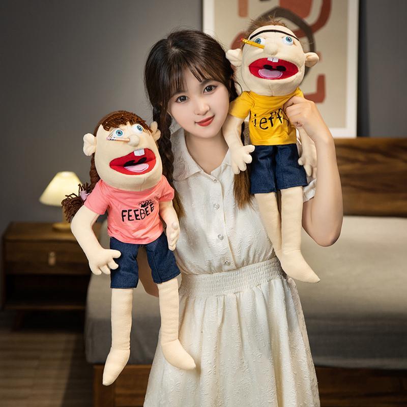 60cm Jeffy Series Hand Puppet Plush Toys Talk Show Party Props Cook Rock Singer Cosplay Stuffed Doll Halloween Xmas Gifts