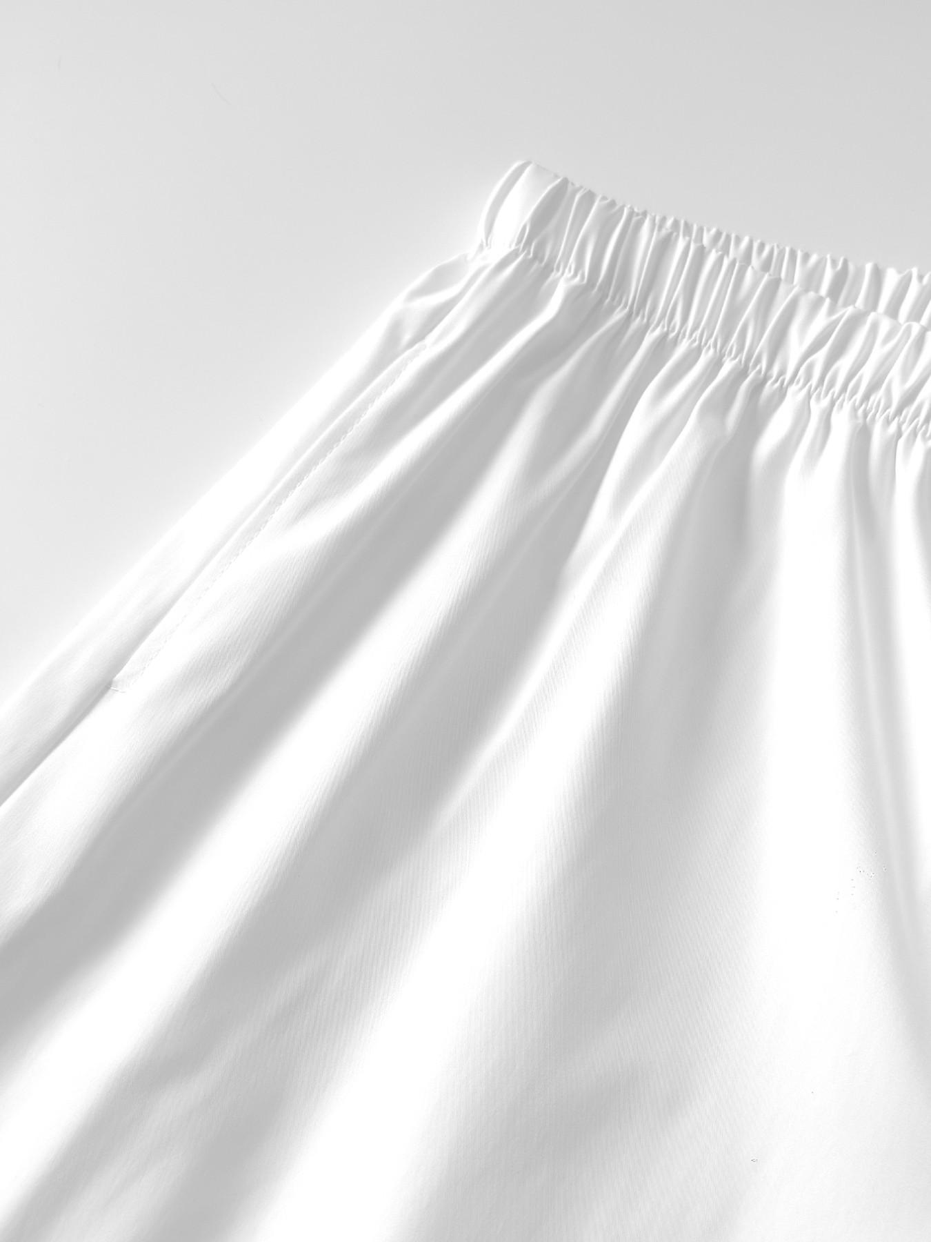White Elastic High Waist Wide Leg Pants Women Loose Fit Bubble Hem Trousers Casual Streetwear Summer Going Out Bottom Elegant Chic Flowy Balloon Pants Fashion Casual Minimalist Pants Casual Fashion Bottoms Flowing Trousers