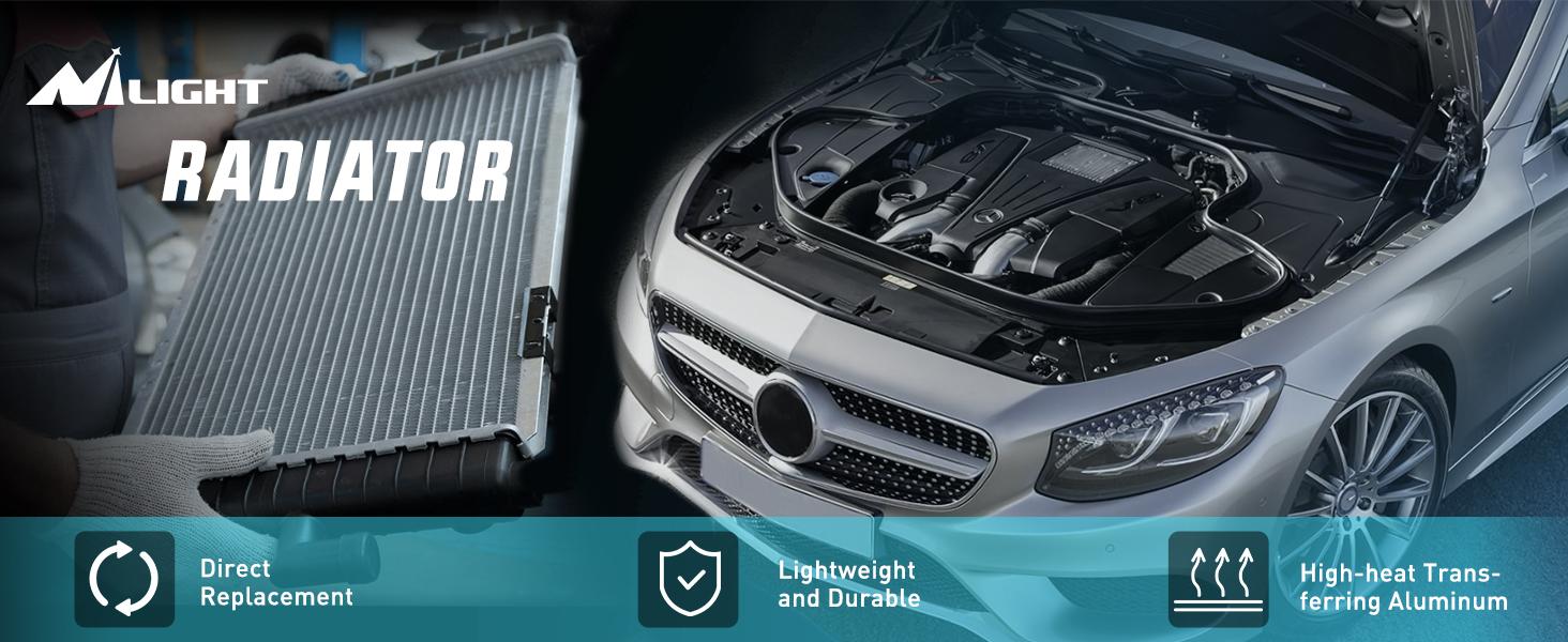 Nilight 1x New Complete 34-in Aluminum Core Radiator - 101% Leak Tested, Precision Fold, for Chevy/GMC Silverado, Suburban, Suburban 2500 (2003-2006), Tahoe, GMC Sierra 1500 Classic (2007), Yukon XL, Cadillac Escalade, Auto Transmission (1999-2013 Fits),,