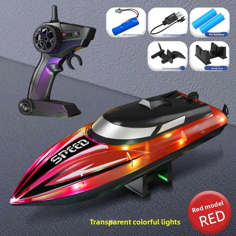 Fast RC Boat for Boys – Dual Motor High Speed Remote Control Toy with Glow Light & Waterproof Hull, 2.4GHz Racing Boat for Pool Lake, Best Birthday Gift for Kids Teenagers