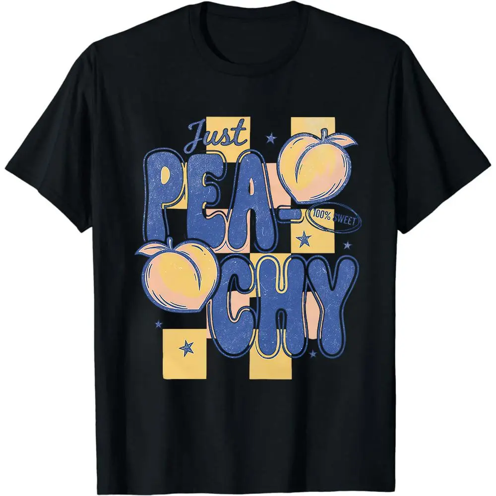 Just Peachy Shirt Summer Fruit Tshirt Food Pun T Shirt Retro Graphic Tee Peach Graphic Tee Summer T-Shirt