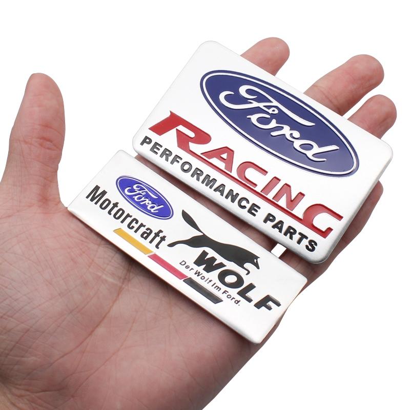 1/7Pcs 3D Aluminum Racing Car Stickers Badge Emblem Body Side Fender Rear Trunk Tail Decor Decal For Ford ST Focus 2 3 Mk3 Mk2 Mk1 Fiesta Mk7 Kuga Ranger Fusion Mondeo Mustang S-MAX Accessories Body Side Decals