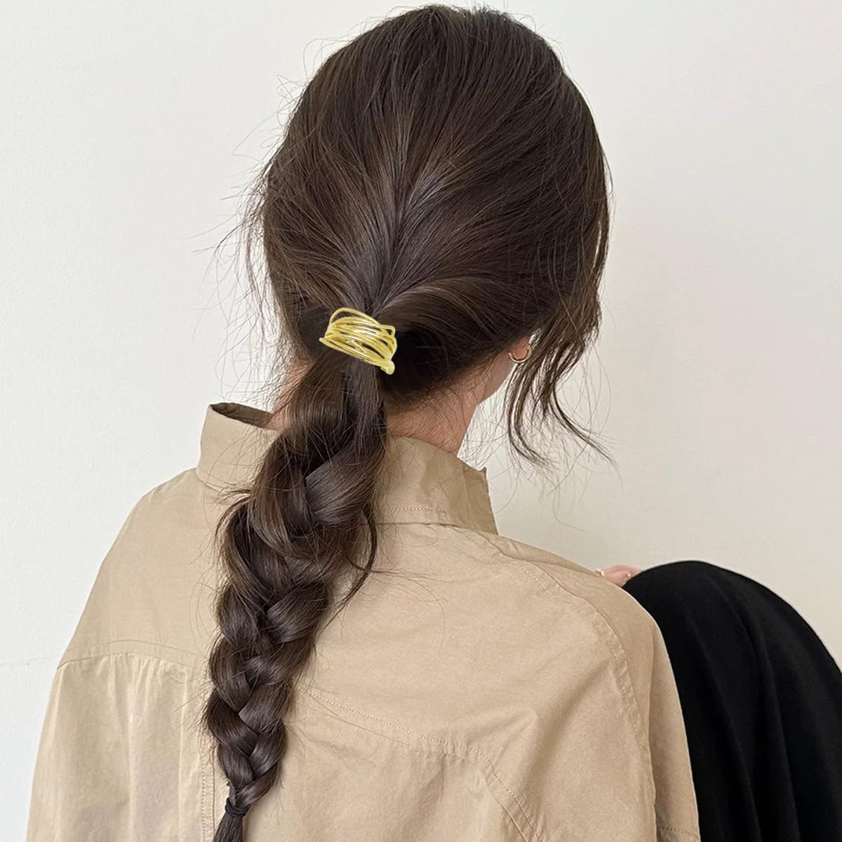 3 Pcs Metal Ponytail Holder Hair Clips Gold High Ponytail Buckle Hair Cuff Silver Ponytail Cuff for Long Hair Women Girls Hair Buckles Decorative Barrettes French Strong Hold Hair Jaw Clip Accessories