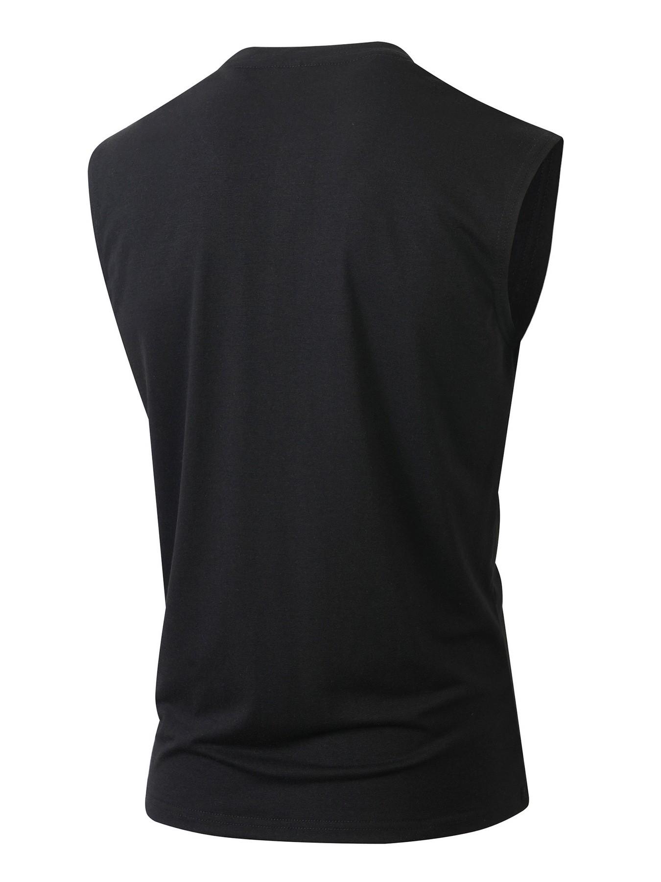 Men's Sleeveless Henley Knit Tank Top, Pocketed Casual Button Decor Muscle Shirt, Summer Beach Sports Vest, Comfortable and Stylish