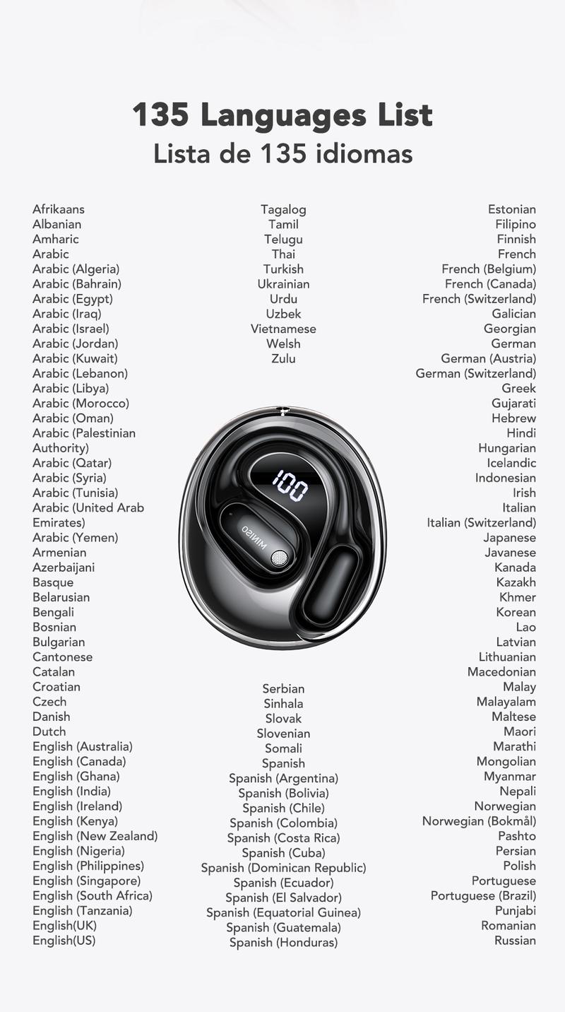 MINISO MS190 Translation Earbuds, Supports Real-Time Translation in 134 Languages With APP, Bluetooth 6.0 Earphones, Audio Wireless Earbuds for Music & Phone Calls, IPX5 Waterproof Sports Electronic Headphones with Long Endurance