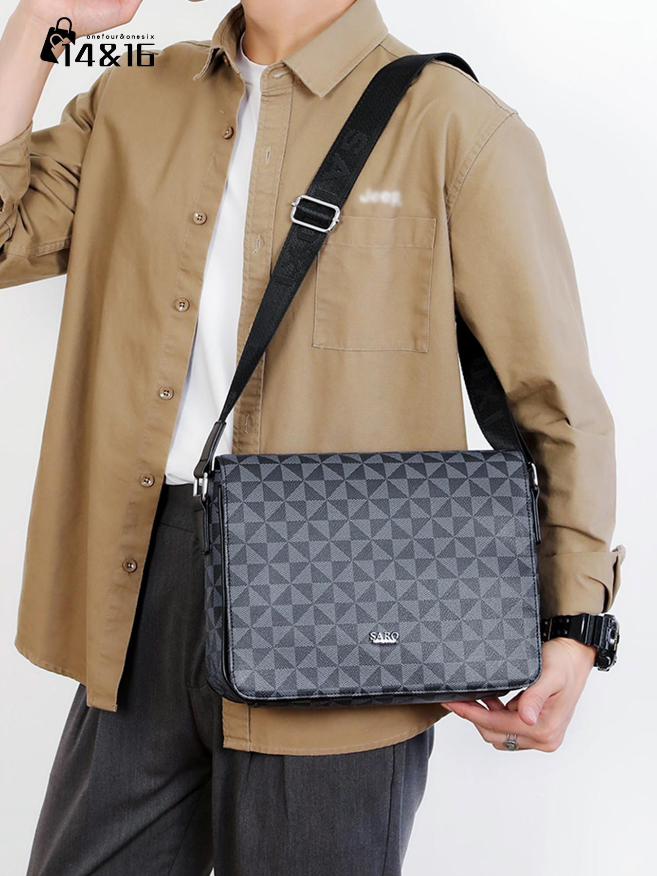 Men's Messenger Bag, Crossbody Shoulder Bag, Side Pocket Pouch, Multifunctional Commuter Casual Bag, Trendy Fashion Gift for Men