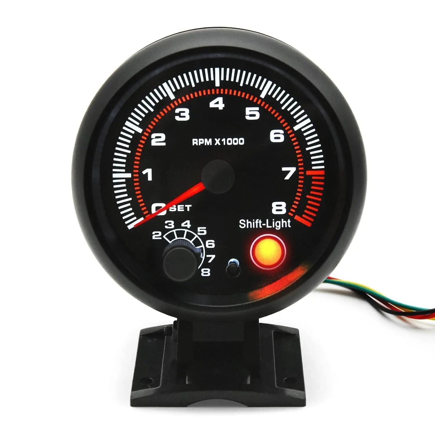 3.75 inch 95mm Tachometer with Shift Light, 8000 RPM Gauge, 5-Level Adjustable Brightness Backlight for 12V Auto
