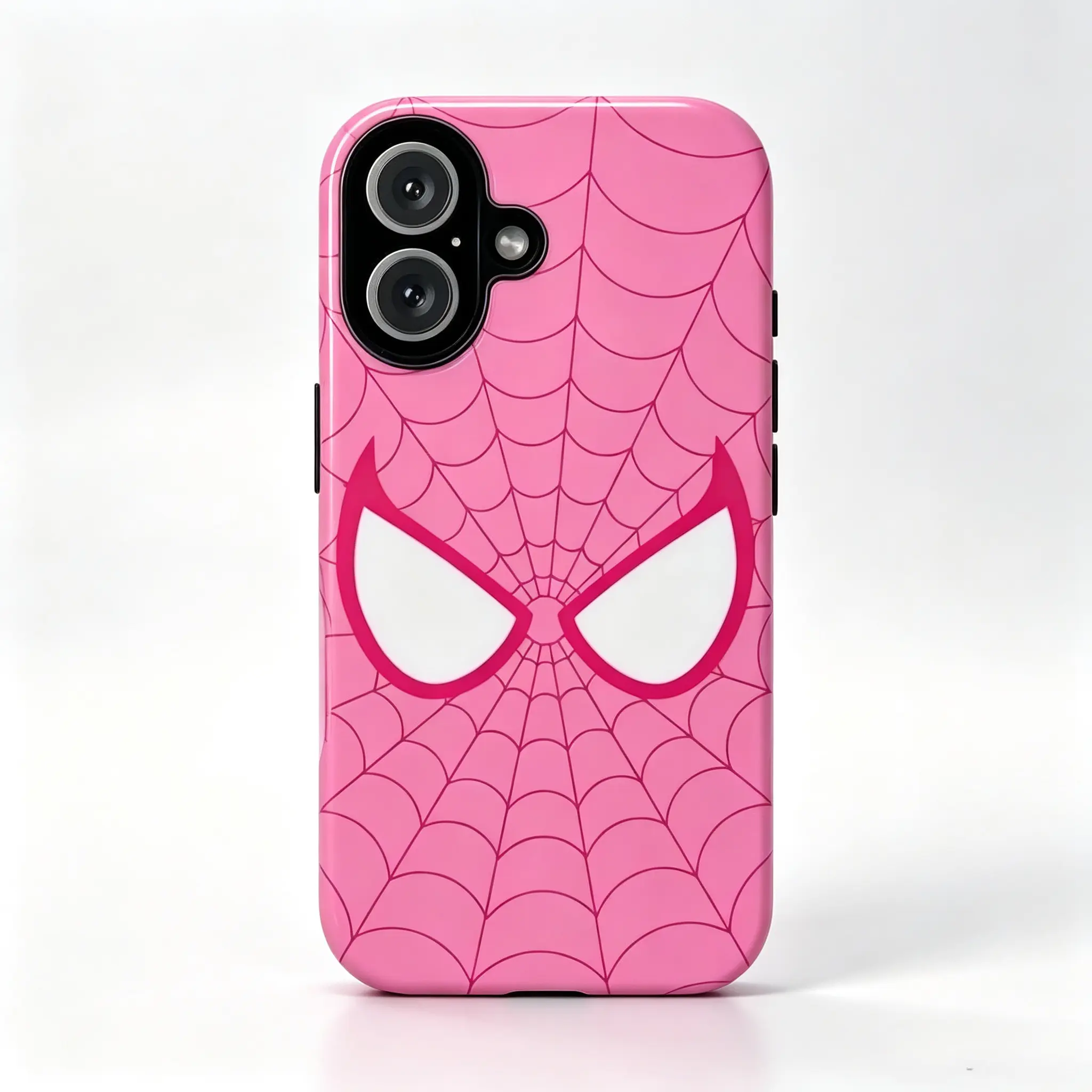 Y-Pink Splder Web Pattern Shockproof Phone Case,2‑In‑1 Dual‑Layer Ultra‑Slim Anti‑Drop Protective Cover,Aesthetic Trendy Protective Cover Perfect Holiday Gift for iPhone 11-17,Cute Coquette Y2K Anti‑Drop Slim Protective Case For Series Teen Girls Women