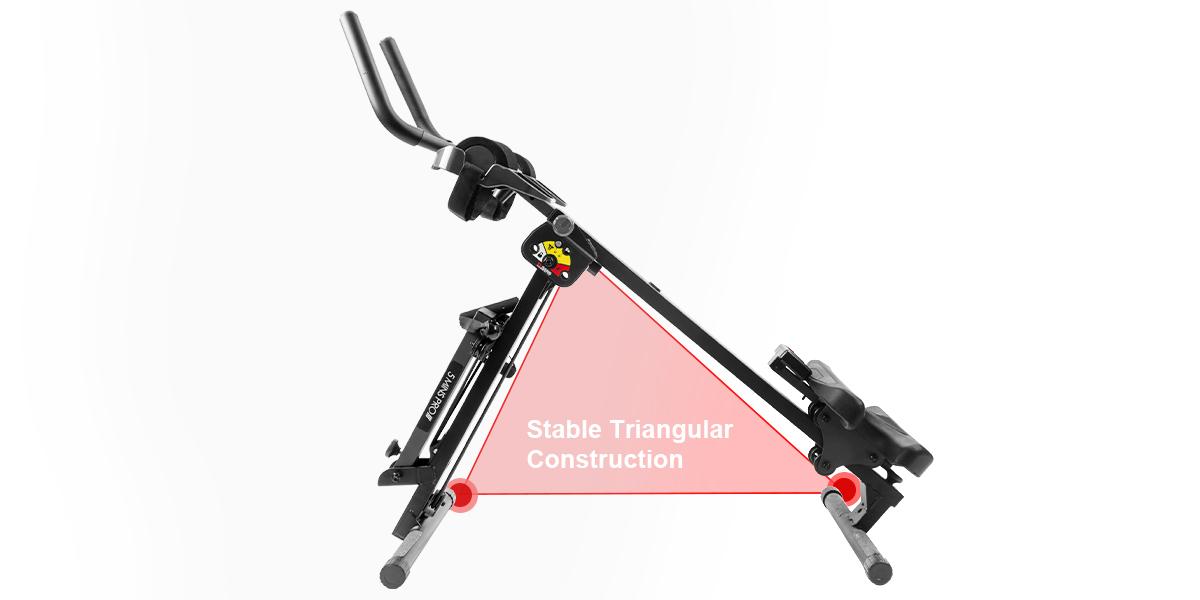 【Upgraded Version】TOUSAINS 3-in-1 Ab Machine Rowing Machine & Ab Crunch Trainer with Weighted Cable Tower Foldable Home Gym Adjustable Height Resistance Levels LCD Display Abdominal Training Equipment