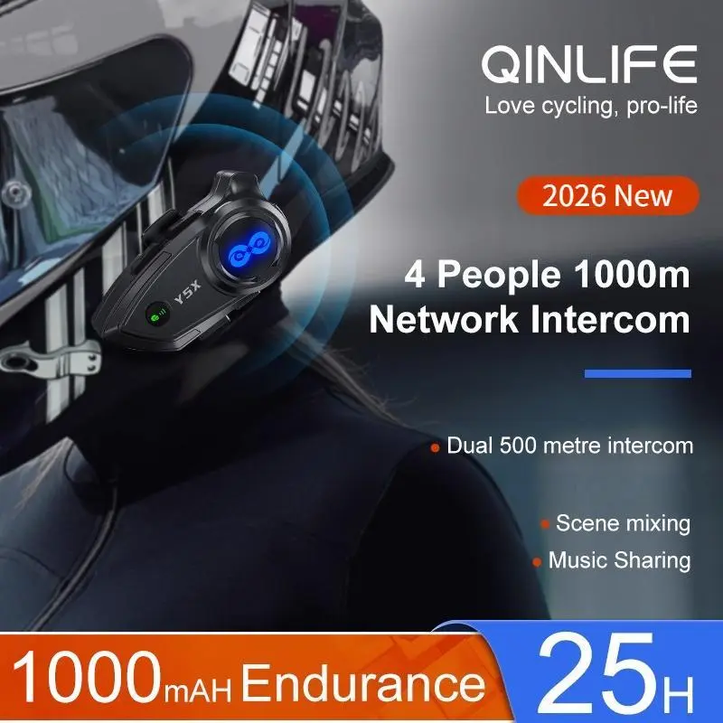 MOKATA Y5X 1000m Four-Person Walkie-Talkie Bluetooth Headset, 10m Wireless Range, 22 Hours Music Playback, 16 Hours Talk Time, CVC Noise Cancellation, AI Voice, Detachable Design, Dual Phone Connection, Auto Answer