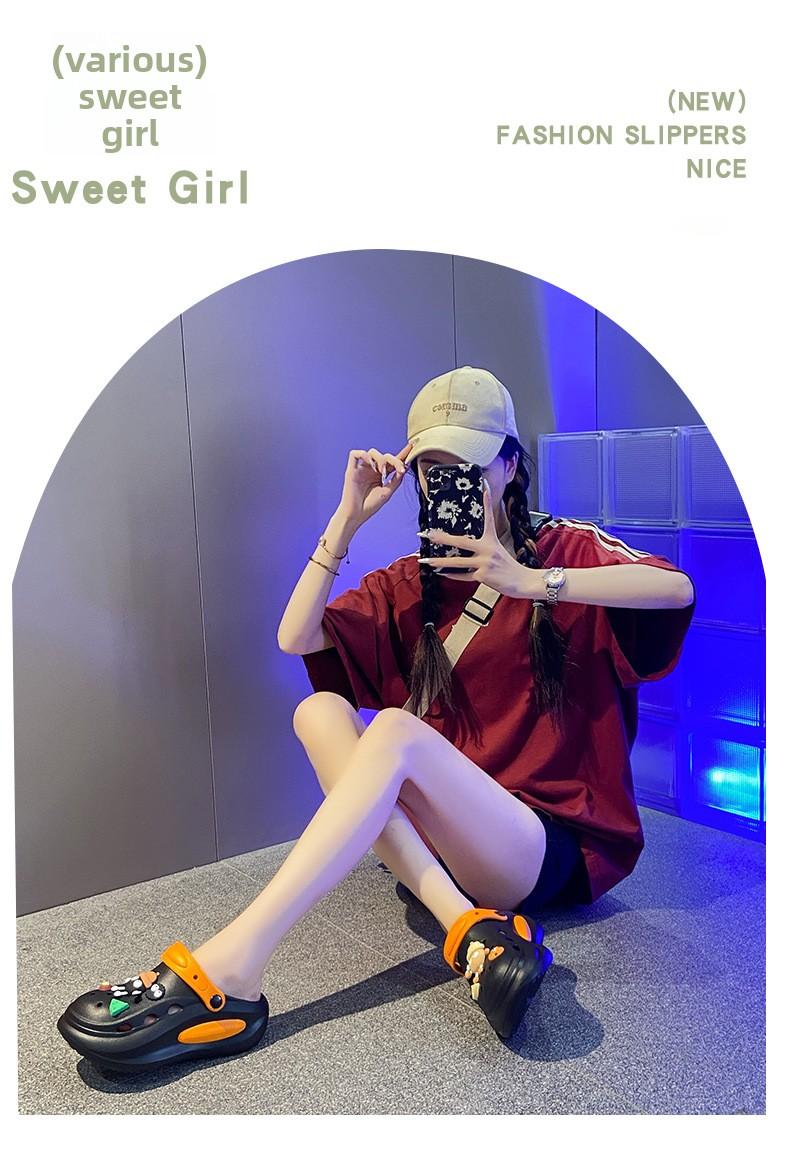 Women's EVA Platform Clogs, Summer New Cute Cartoon Charms Cloud Puff Thick Sole Non-Slip Beach Sandals