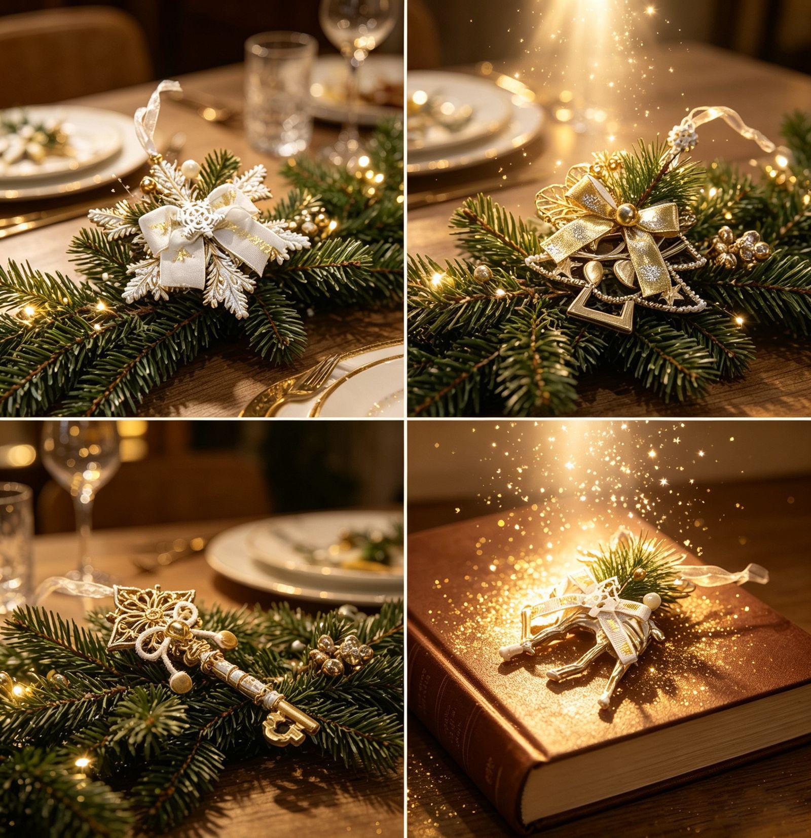 1Pc Christmas Ornaments, White & Gold Vintage Plastic Hanging Decorations, Snowflake Reindeer Key Christmas Tree Pendants, Suitable for Christmas Tree Decor, Holiday Decor, Window & Home Festival Atmosphere Decor