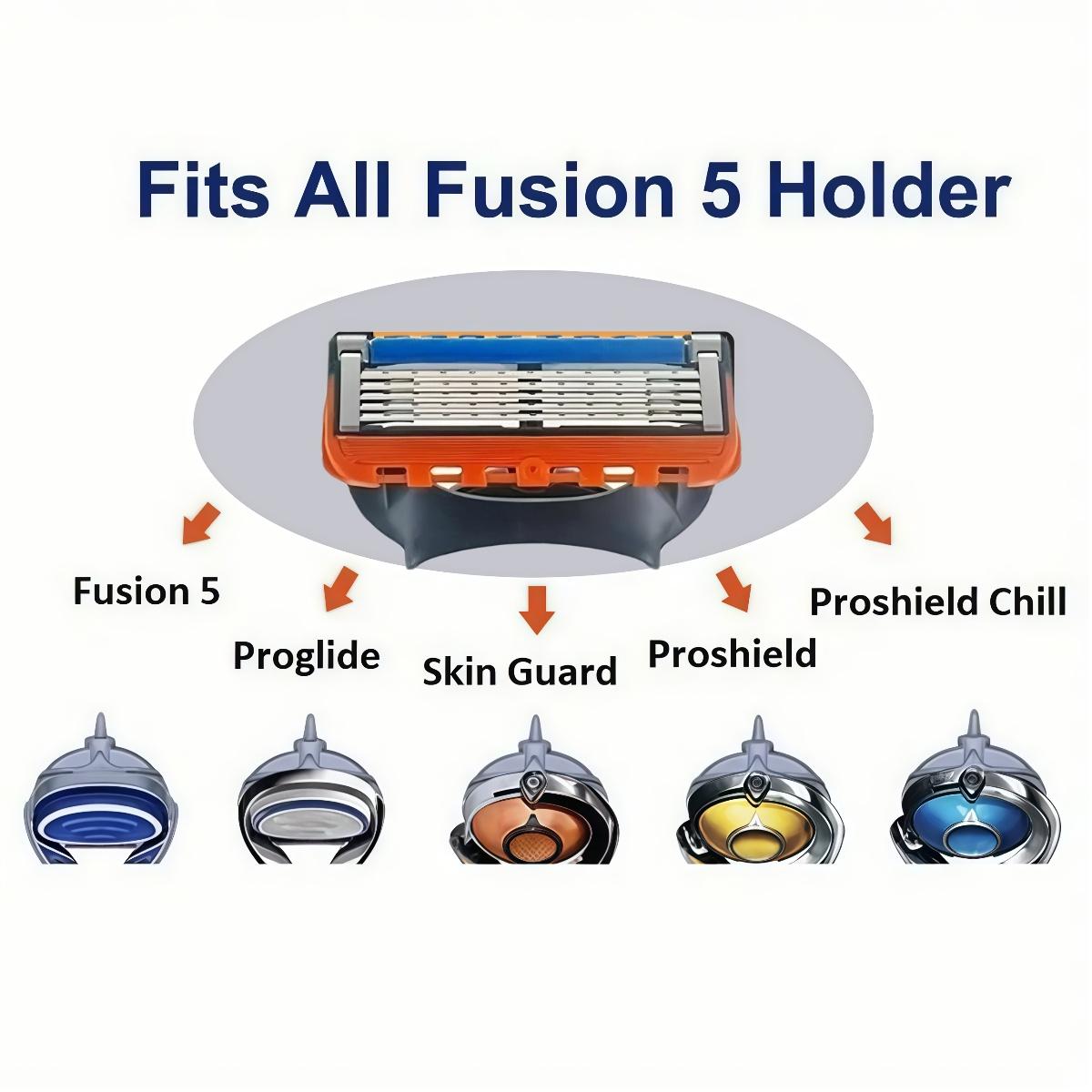 Men's Shaving Razor Set, 1 Blade Holder & 12/24/36/48 Refills, 5 Layer Progressive Stainless Blades, Precision Cutting, Waterproof Rustproof