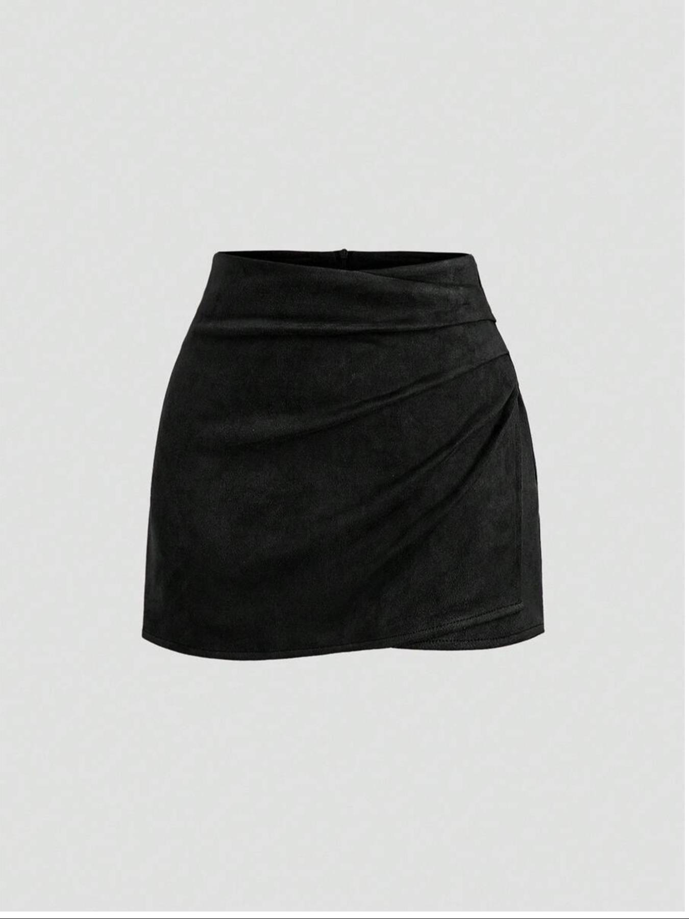 Women's Knit Vintage Italian Melange Color Pleated Fitted Bodycon Short Skirt, Fashionable Casual All Season Wear, Perfect for Daily Parties, Aesthetic