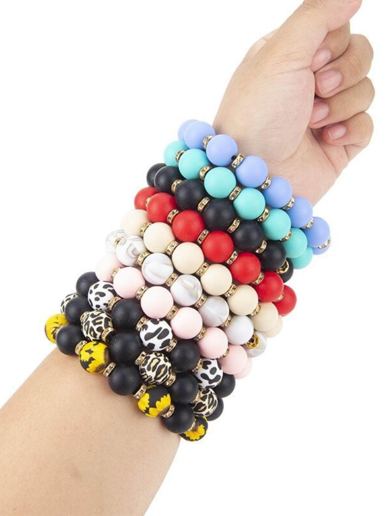 15mm Silicone Bead Bracelet, Fashionable DIY Jewelry Making Kit, Keychain Accessory for Women, Perfect Gift for Friends & Students