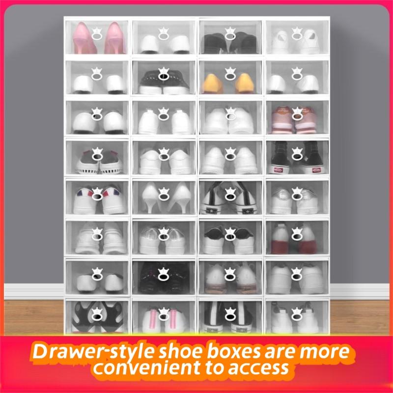 2026 10/20 piece large-capacity transparent shoe box stackable shoe rack, crown handle dustproof and antioxidant, space-saving vertical design, suitable for family dormitories, suitable for sports shoes and boots
