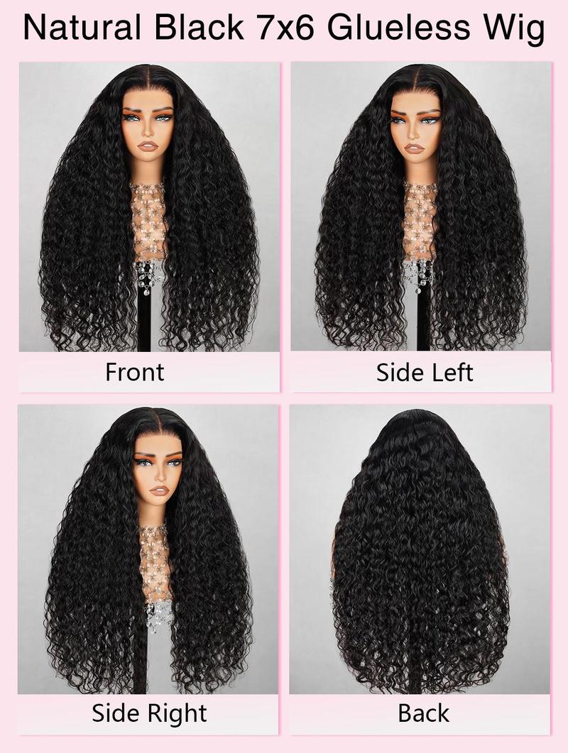 [26 Inch Only $135] STERLY 200% Density Glueless Wigs 13x6 Full Lace Frontal Water Wave Wig Human Hair Wig Pre Plucked Pre Cut Deep Wave Wig Ready to Wear Glueless Curly Wig Human Hair for Women Beginner Friendly Wig Full Lace Frontal Wig