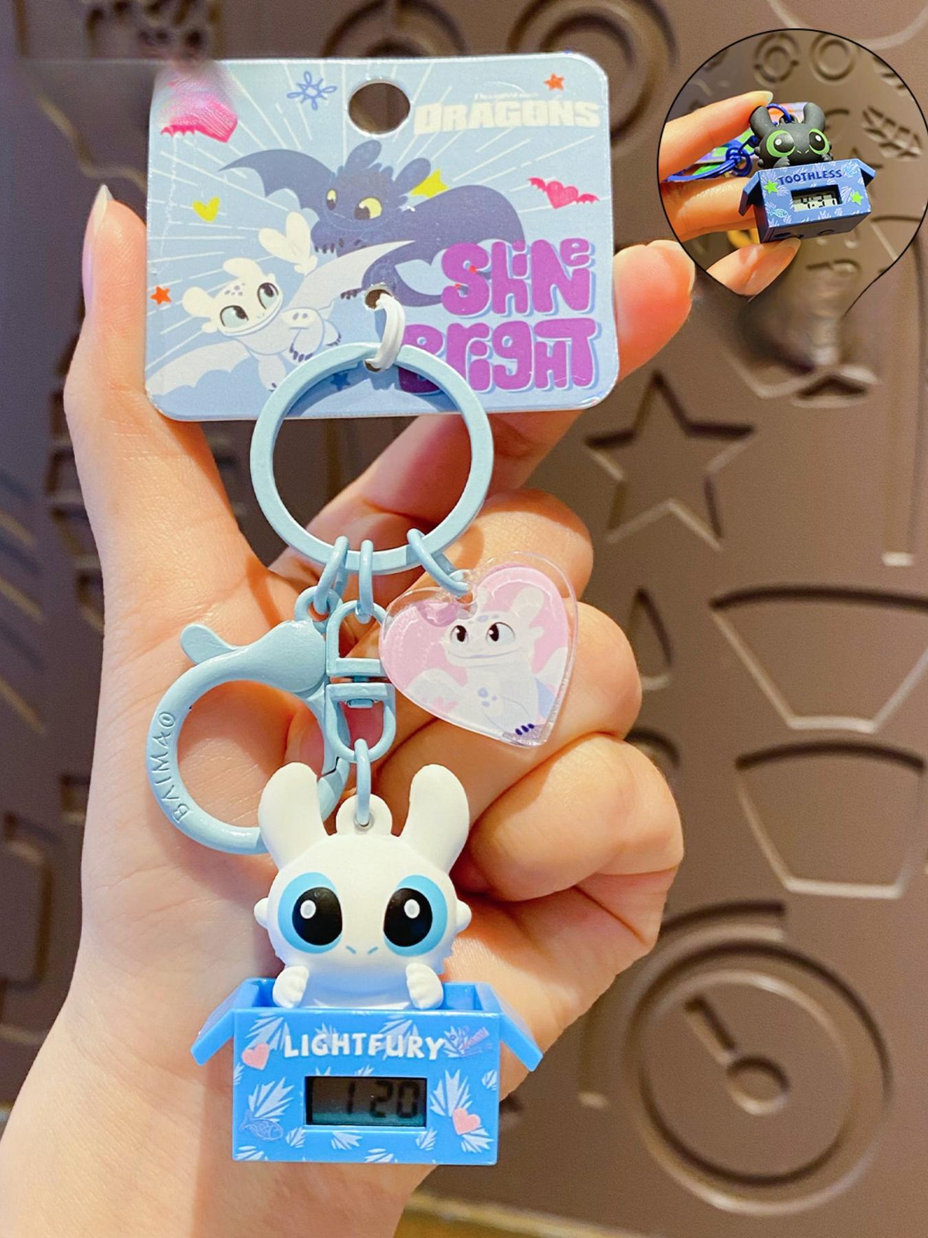 1PC How to Train Your Dragon Toothless Clock Keychain Pendant Creative Adjustable Time Functional Keychain Accessory