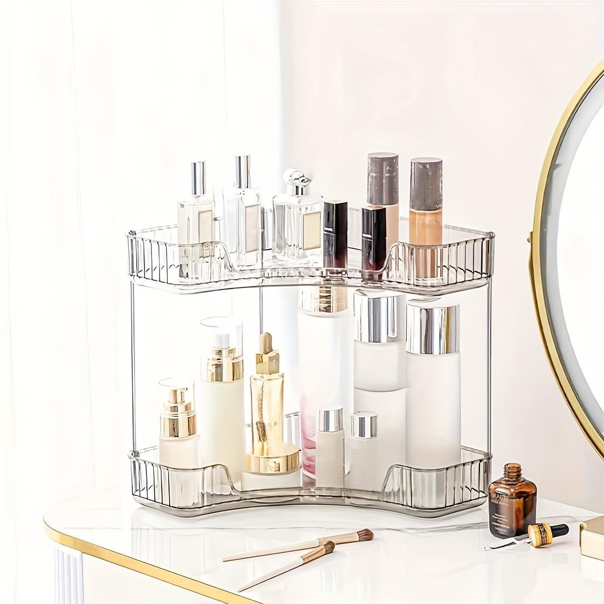 Multifunctional Acrylic Corner Shelf, Transparent Cosmetic Organizer, Perfume & Skincare Holder, Bathroom Vanity Kitchen Spice Rack Cup Storage, Cosmetics Organizer Storage