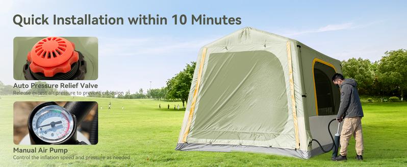 Lilypelle Inflatable Tents for Camping, Blow Up Tent with Hand Pump, Easy Setup Inflatable Hot Tent with Stove Jack, Waterproof Oxford Air Glamping Tents for Camping Adult 4-6 Person