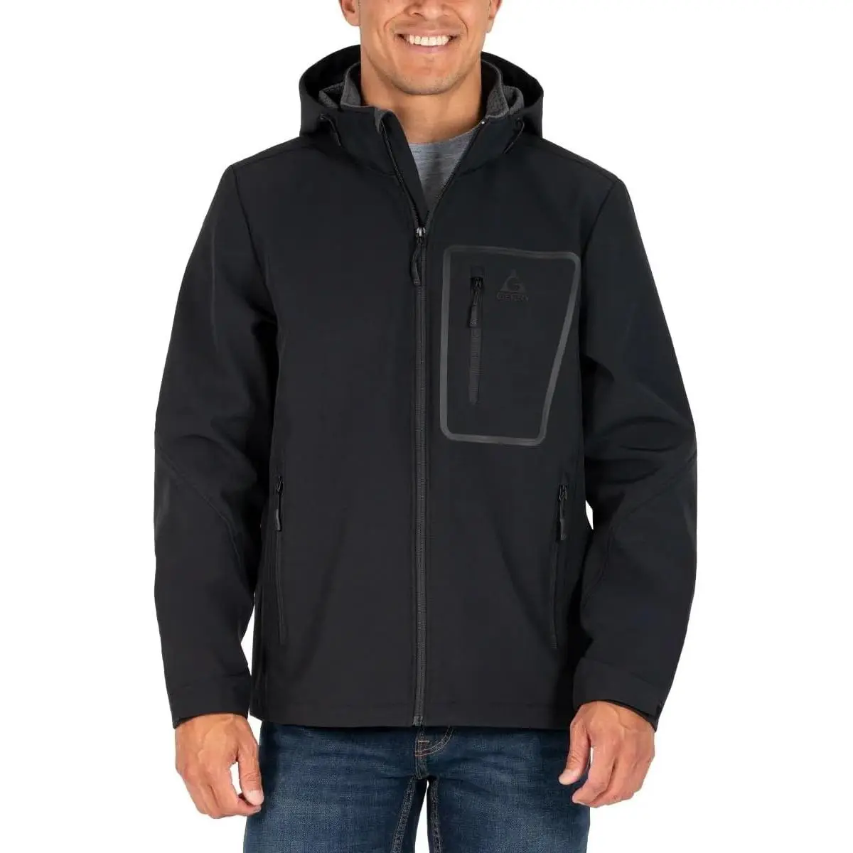 Men’s Softshell Jacket – Water & Wind Resistant, Adjustable Hood & Cuffs, Heavyweight Outdoor Coat