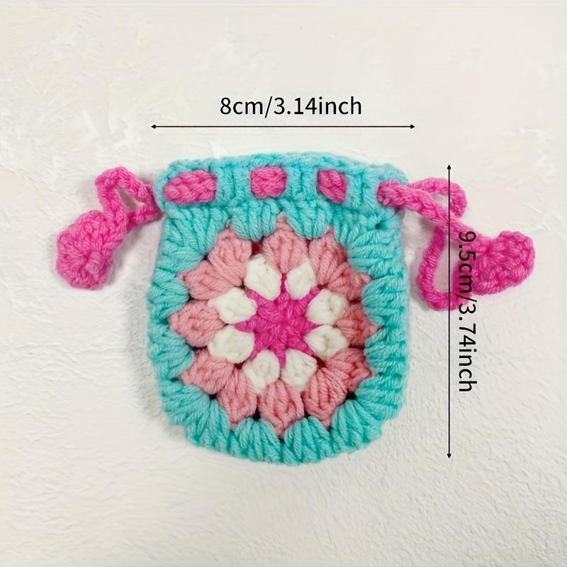 6PCS Cute Sunflower Crochet Drawstring Pouch for Students, Hand-Woven Mini Coin Purse, Earphone Protective Case & Storage Bag, Versatile Floral Knit Wallet for Daily Use