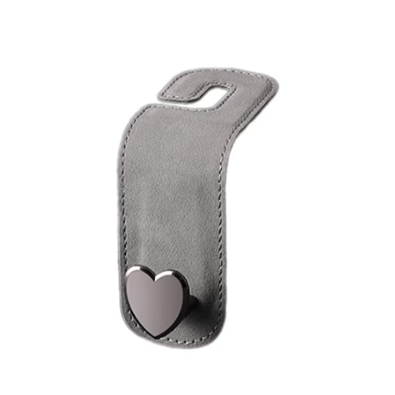 Heart Shape Metal Car Seat Headrest Hooks 2 in 1 Leather Car Seat Back Hook Purse and Bag Backpack Double Hook Car Seat Hanger Backseat Hanging Organizer Car Storage Organizer