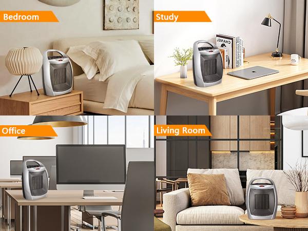 Space Heater,1500W/750W ETL Certified Ceramic Small Heater with Thermostat,Electric Portable Heater Fan for Home Dorm Office Desktop and kitchen,SILVER Space Heater,1500W/750W ETL Certified Ceramic Small Heater with Thermostat,Electric Portable Heater Fan for Home Dorm Office Desktop and kitchen,SILVER