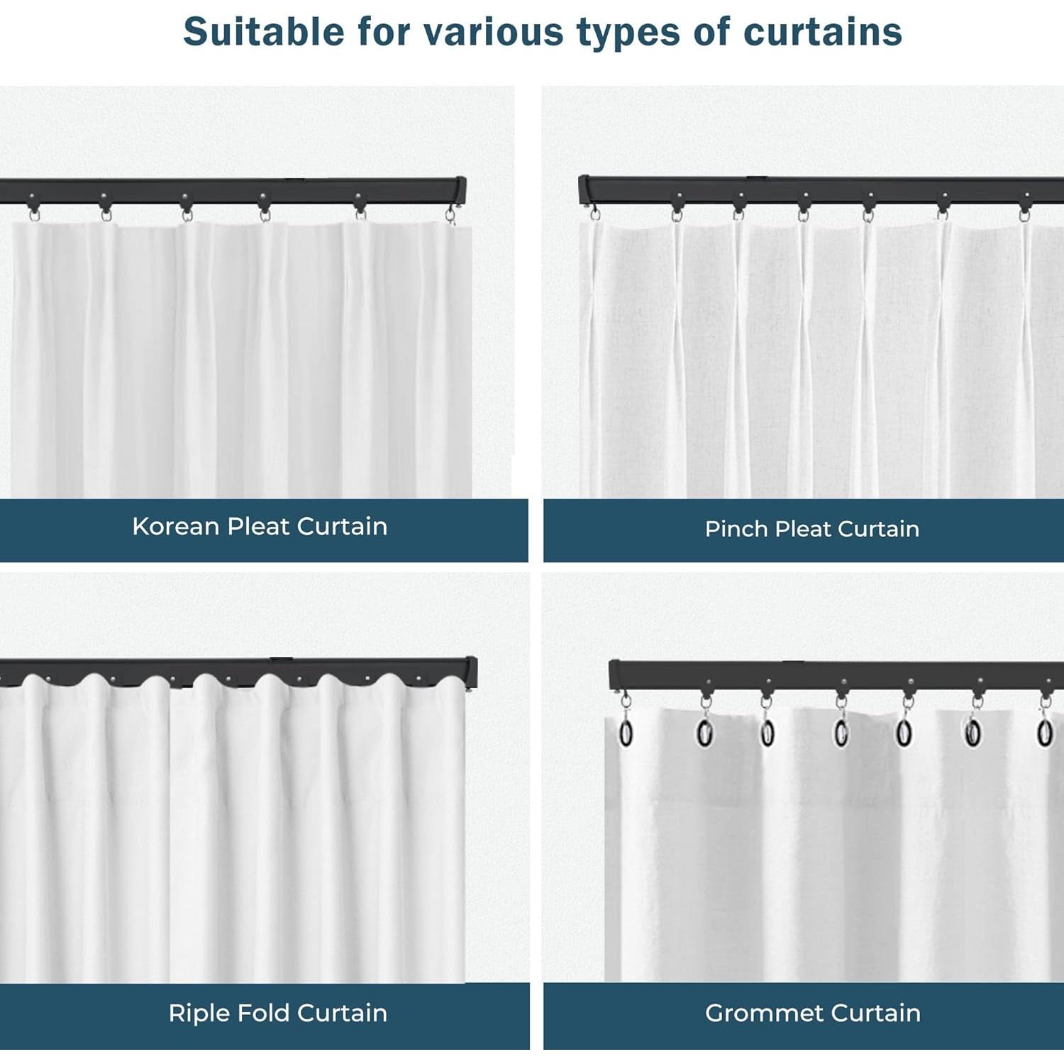 Flexible Ceiling Curtains Track, Bendable Ceiling Mount Curtain Track for Room Divider, Curtain Tracks Rail with Hooks Set for Window RV Shower Outdoor , Black 3-9ft Flexible Ceiling Curtains Track, Bendable Ceiling Mount Curtain Track for Room Divider, Curtain Tracks Rail with Hooks Set for Window RV Shower Outdoor , Black 3-9ft