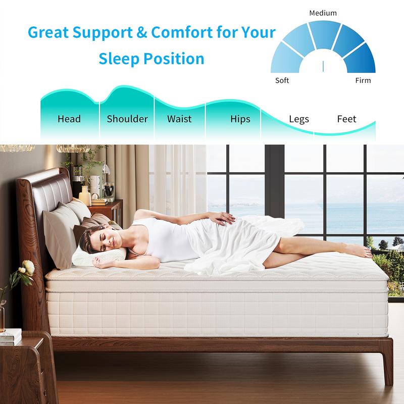 【MYDao】8/10/12 Inch Twin, Full, Queen, King Mattress Memory Foam And Spring, Hybrid MattressMedium Firmness, Lumbar Support, For Home Rooms Hotels, Boxed Halloween ChristmasGift Furniture Ergonomic mattress queen size mattress