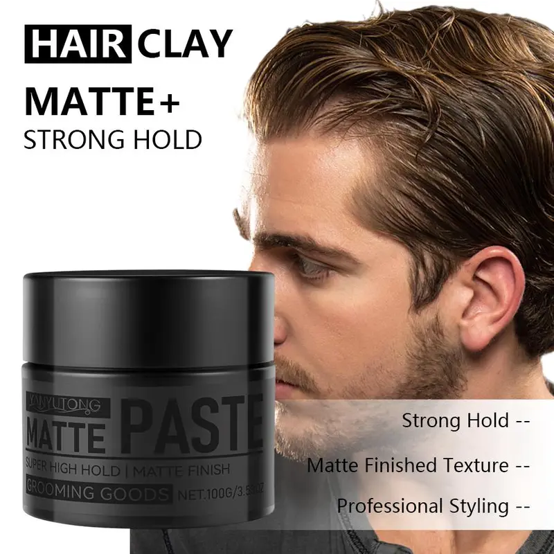 Men's Strong Hold Hair Clay, Matte Finish, Long-Lasting Hold, Non-Greasy, Natural Textured Look, Suitable for Short Hair Curls, Balm, Natural Messy Texture, Texturizing Product, Haircare, Hair Styling Products, Styling Matte Paste