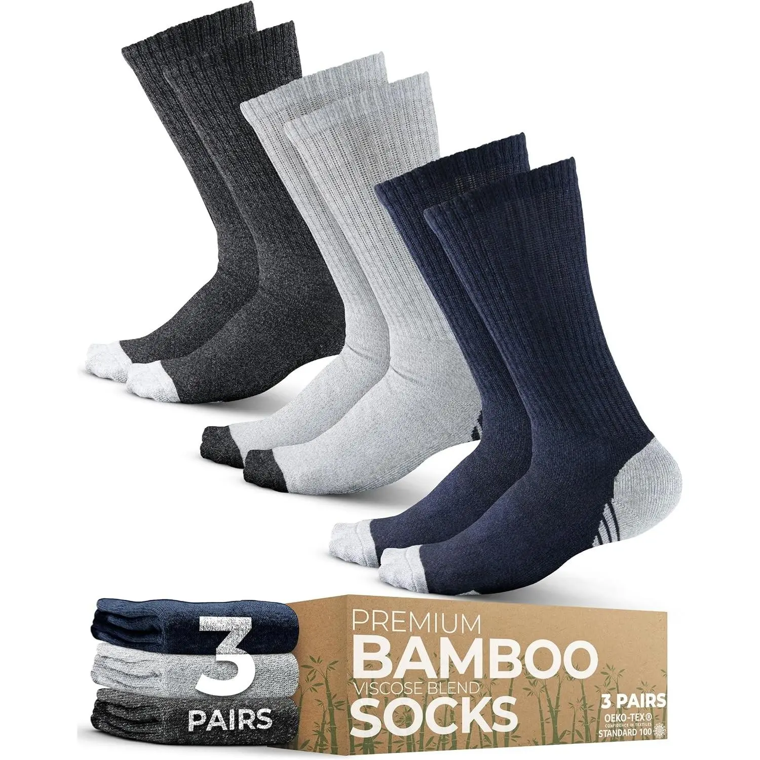 Gray/Dark Gray/Navy - 3 Pairs