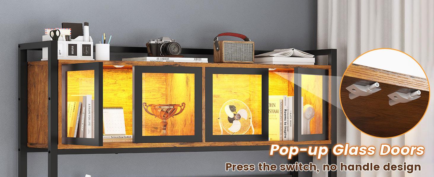 SEDETA L-Shaped Computer Desk with Storage Home Office Desk LED L-Shaped Gaming Desk with Storage