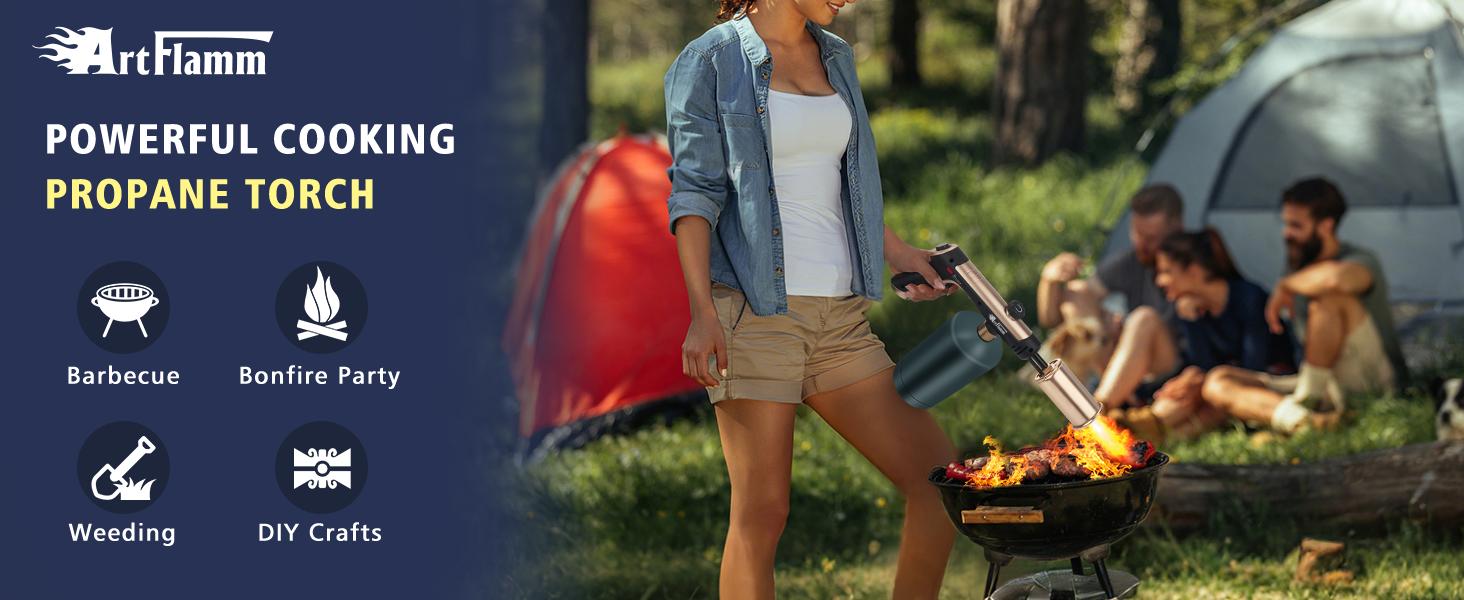 ARTFLAMM Powerful Propane Torch Gun with Turbo Mode, Charcoal Torch with Safety Lock, Blow Torch for Cooking, BBQ, Searing Steak, Grill(Tank Not Included)