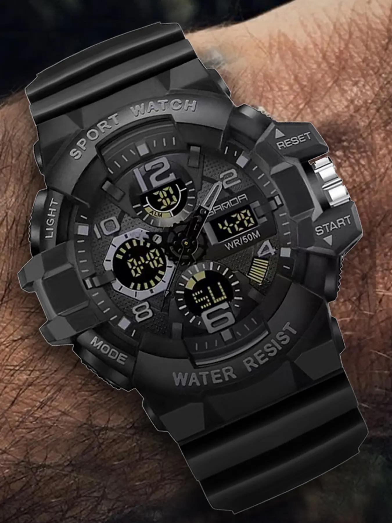 Men's Sporty Digital Watch, Fashionable Glow in the Dark Multi-function Electronic Watch for Men, 2024 New Trendy All-match & Exquisite Watch for Birthday Gift for Boyfriend with Box