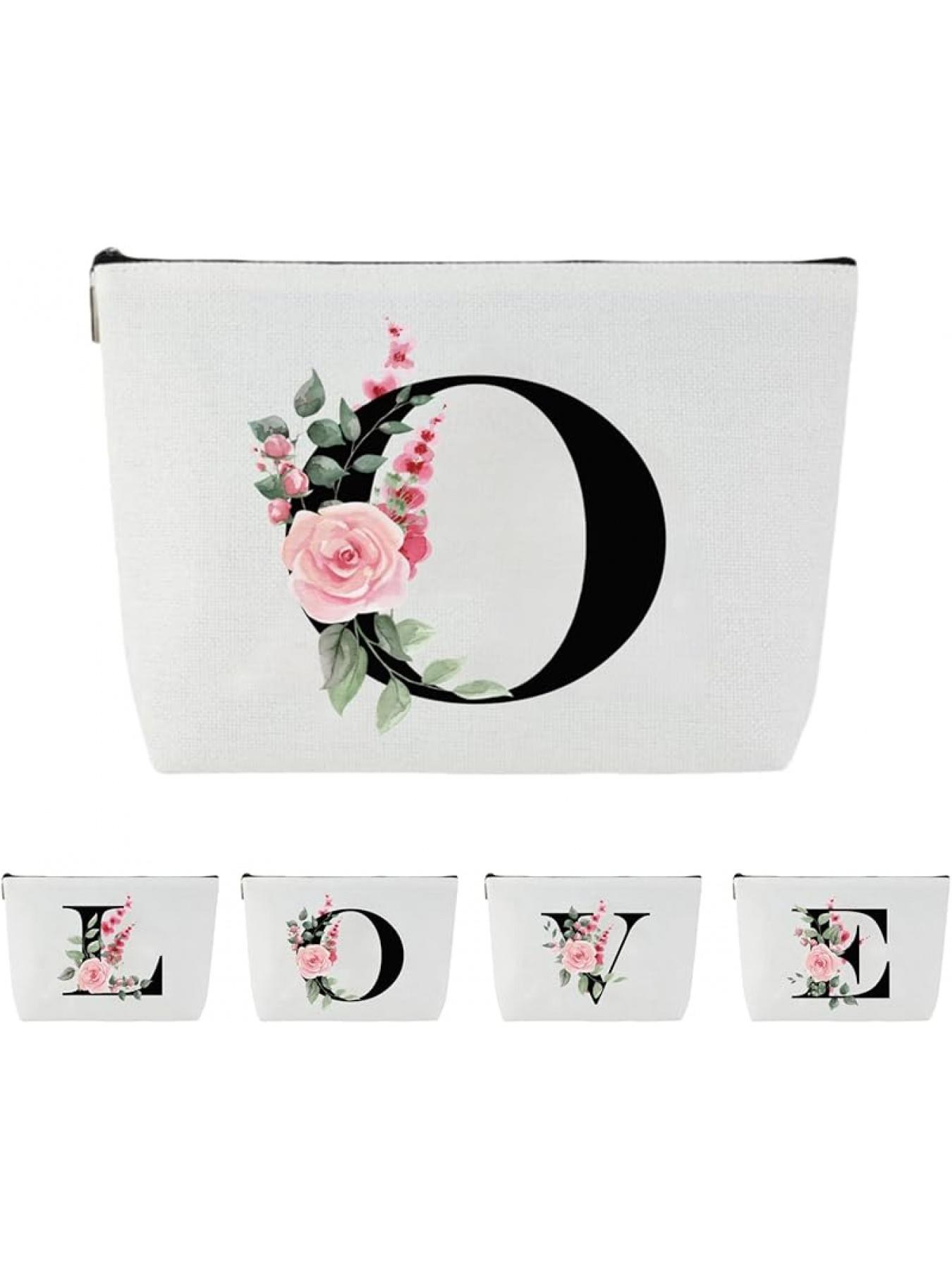 Blisswave Cosmetic Bag with Name, Personalised Cosmetic Bag from A to Z, High-Quality Metal Zip, Exquisite Print Design, Lined, Personalised Gifts for Women and Girls (White)