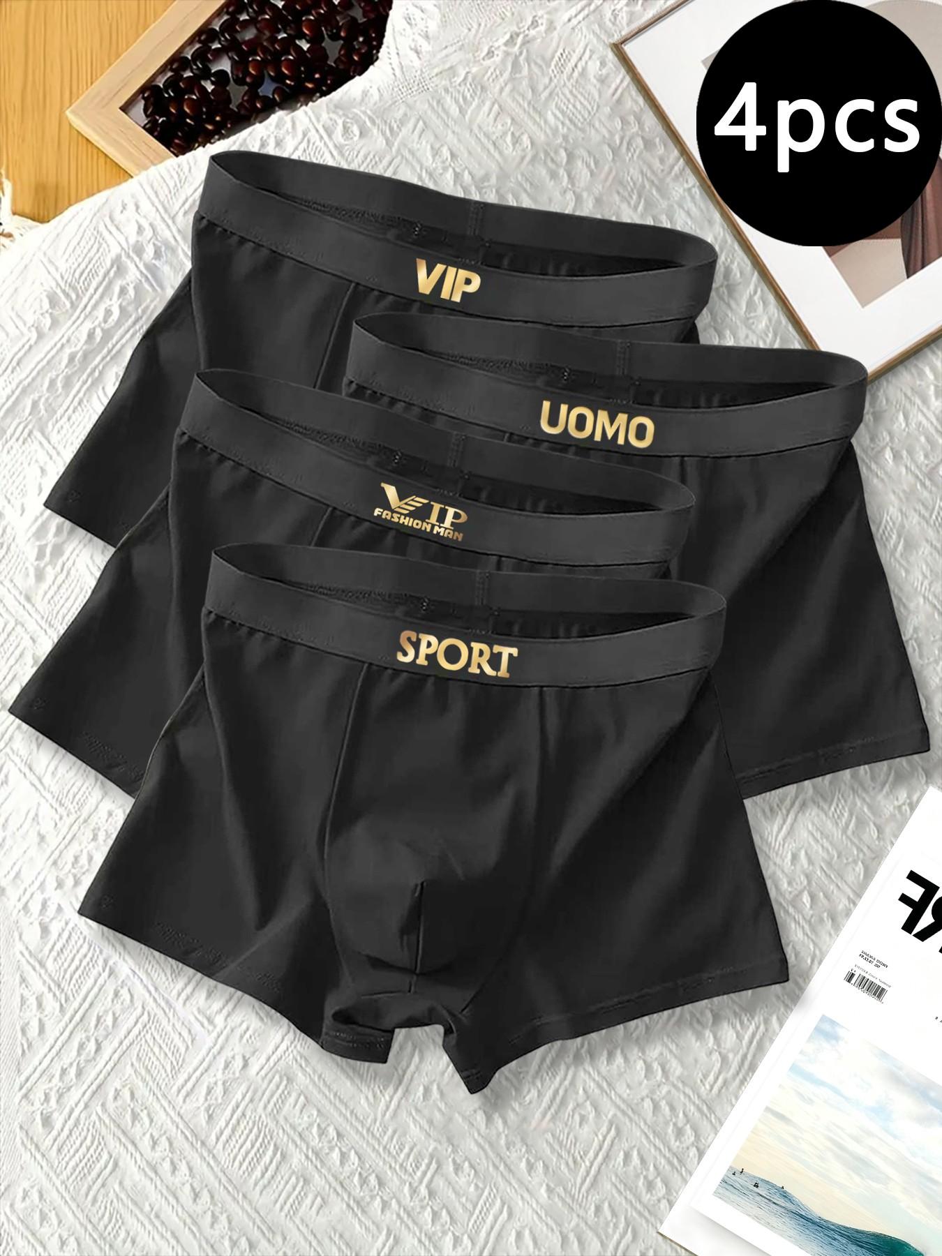4-pack gold-label waistband men's boxer briefs, comfortable and breathable without riding up, suitable for daily wear, sports and prolonged sitting