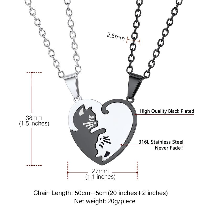 FaithHeart Cat Necklace Heart Cat Yin Yang Necklaces for Cat Lovers Friends