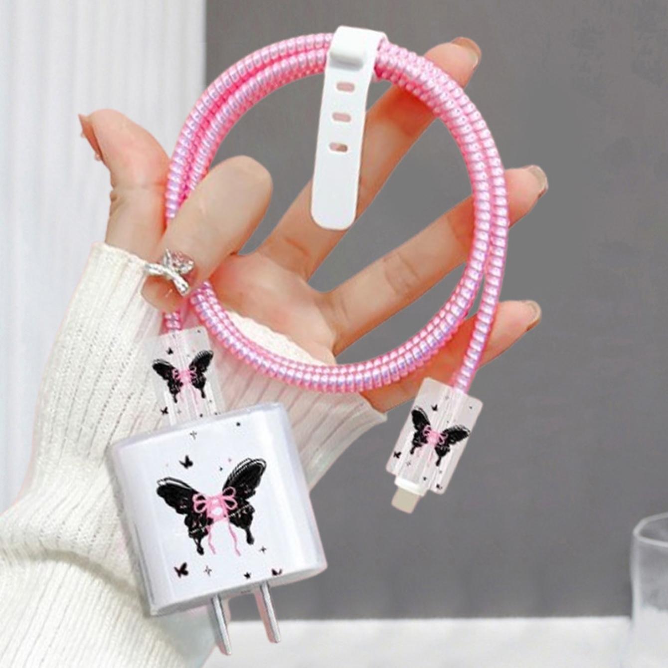 Charger Protector Case with Silicone Strap, Charging Cable Organizer, iPhone Accessories, Protects Charger & Data Cables, Durable