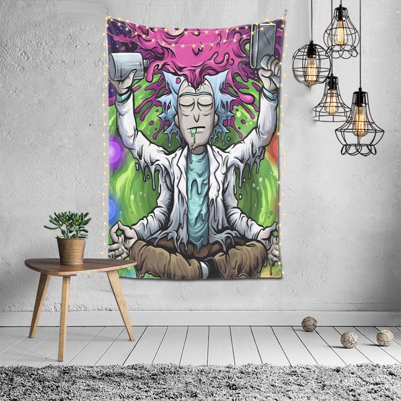 Cartoon Rick and Morty room dormitory decoration wall hanging tapestry living room bedroom wall art 40x60 inches